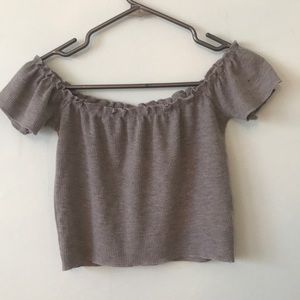 Grey off the shoulder tee